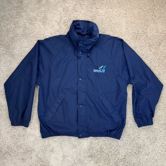 Vtg Line 7 Americas Cup Windbreaker Mens L Blue 2000 New Zealand Full Zip Jacket